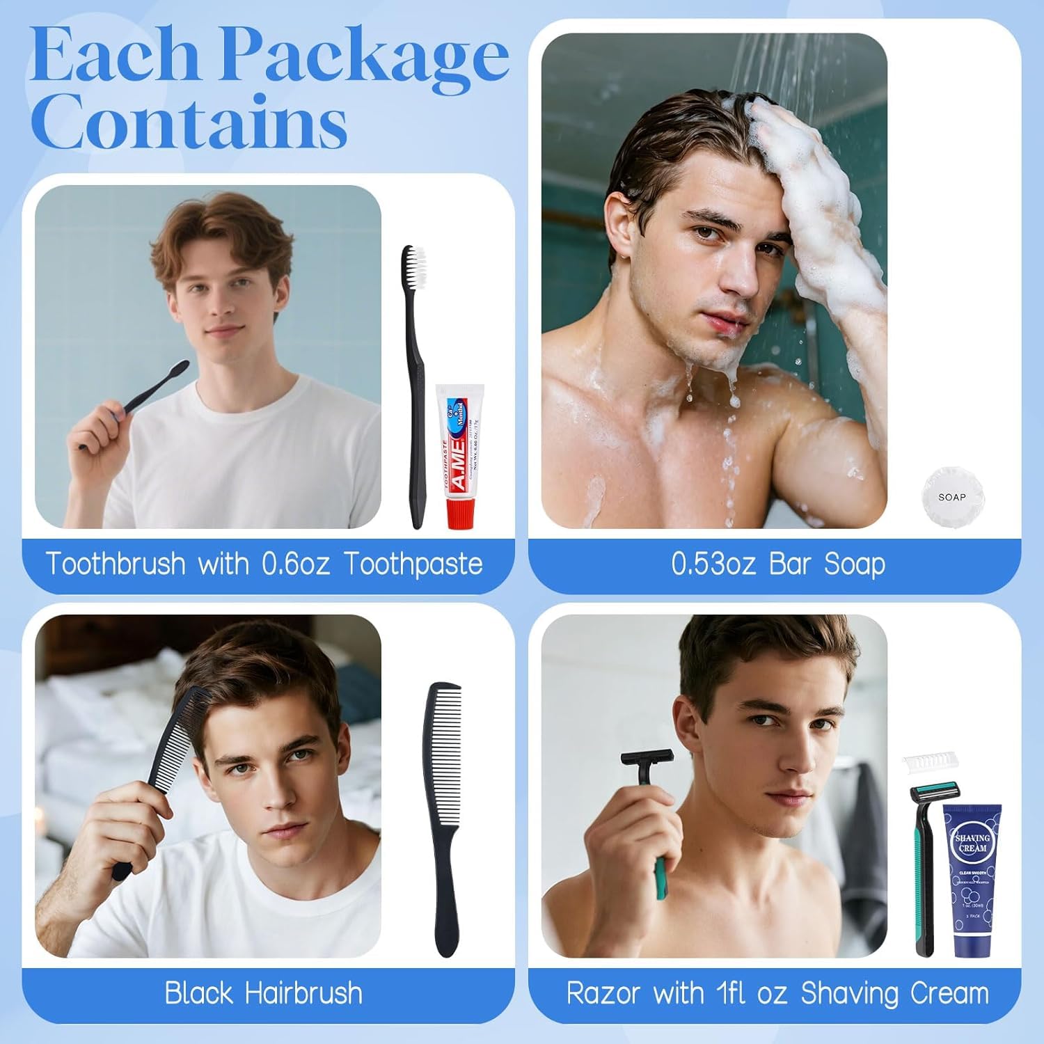 Disposable Toiletry Kits, 6 In 1 Bulk Travel Size Hygiene Care Packages,Essential Men Women Individually Wrapped Personal Toiletries Set for Hotel, Charity/Guests/Shelter/Homeless (20 Pack) - Image 7