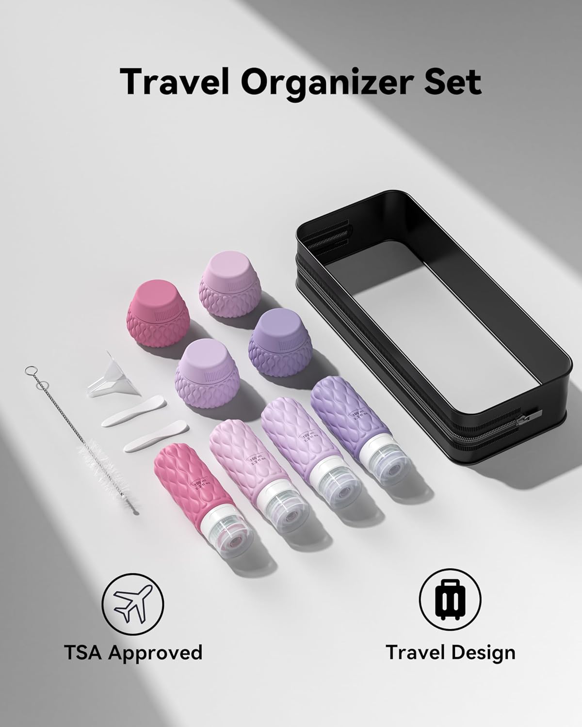 Silicone Travel Bottles for Toiletries 8 Pack Travel Size Toiletries 3.4 oz 1.7 oz, Leakproof Squeeze Travel Size Containers Refillable Cosmetic Jars Set for Shampoo, Conditioner, Creams - Image 7