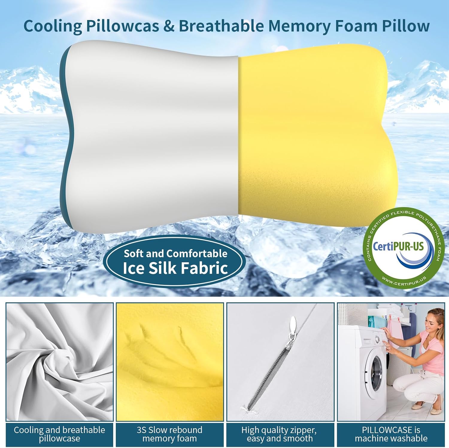 Cervical Neck Pillow for Pain Relief, Contour Memory Foam Pillows Ergonomic Pillow Orthopedic Cooling Pillow Bed Pillow Neck Support for Side Back Stomach Sleepers - Image 6