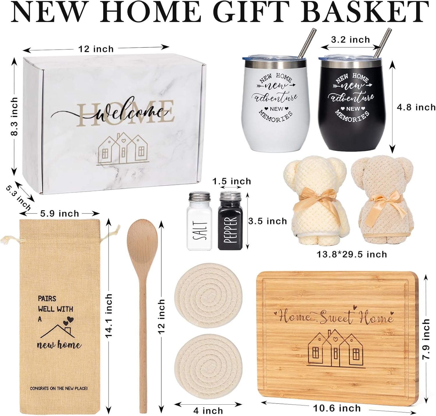 YLOVAN House Warming Gifts New Home (11 Piece Set), Unique Housewarming Baskets for Couples, Clients, Women, Men, Closing Gift for Home Buyers Realtors, Welcome First Apartment Essentials Ideas - Image 6