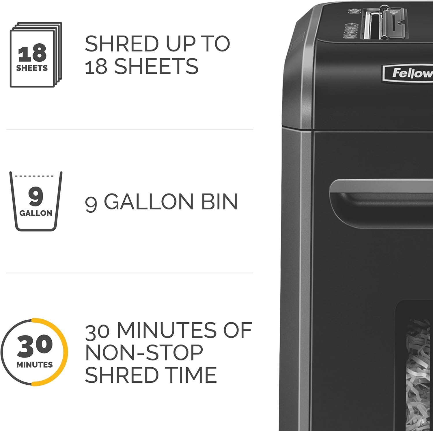 Fellowes Powershred 99Ci 18-Sheet 100% Jam-Proof Heavy Duty Crosscut Paper Shredder Machine for Office and Home, Black/Gray 3229904 - Image 5