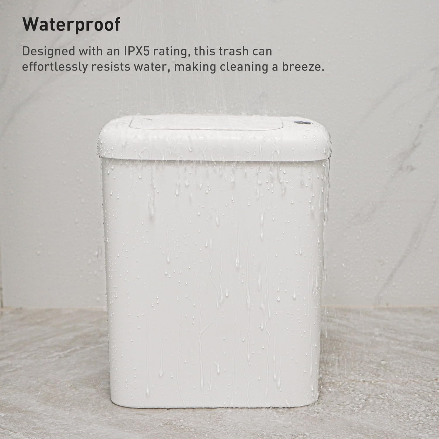 EKO Automatic Bathroom Trash Can with Lid, 2.6 Gallon Slim Touchless Garbage Can, Waterproof Motion Sensor Trash Bin for Bathroom, Office, Kitchen, White - Image 5