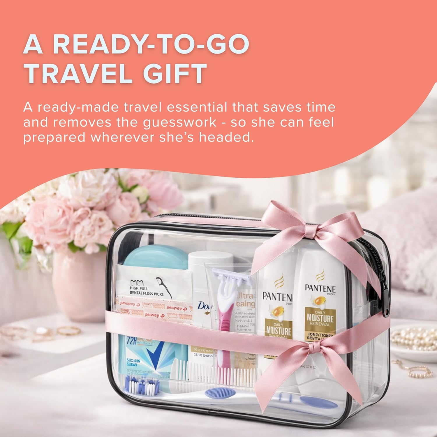 TrekTote 15 Piece Set Women’s Travel & Hygiene Kit with Clear Toiletry Bag, Personal Care Essentials, Single Kit or Bulk Case Packs - Image 9