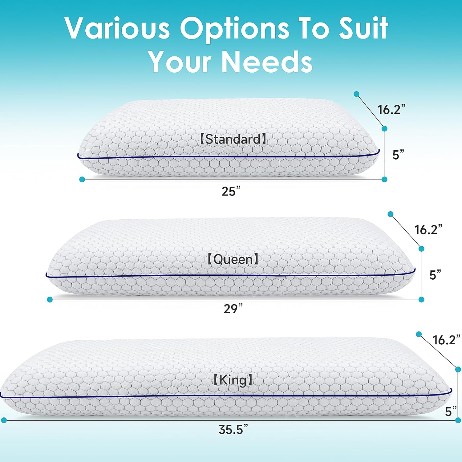 Memory Foam Pillows for Side, Back and Stomach Sleepers, Bed Pillow with Washable Cover and Breathable Mesh, Bed Pillow for Sleeping Standard Size (Grey) - Image 3