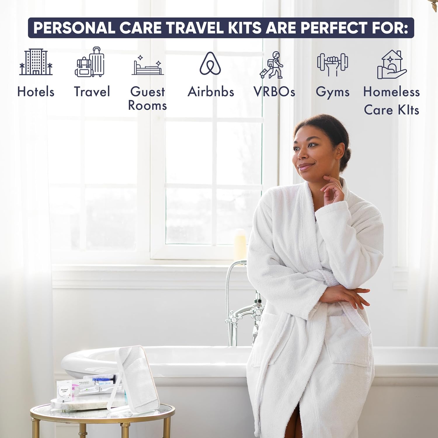 Personal Care Travel Toiletries | 1-Shoppe Amenities Kit | Travel Shaving Set, Toothbrush & Paste, Mouthwash, Makeup Wipes, Swabs, Nail File & Sewing Kit | 150 Pieces - Image 2