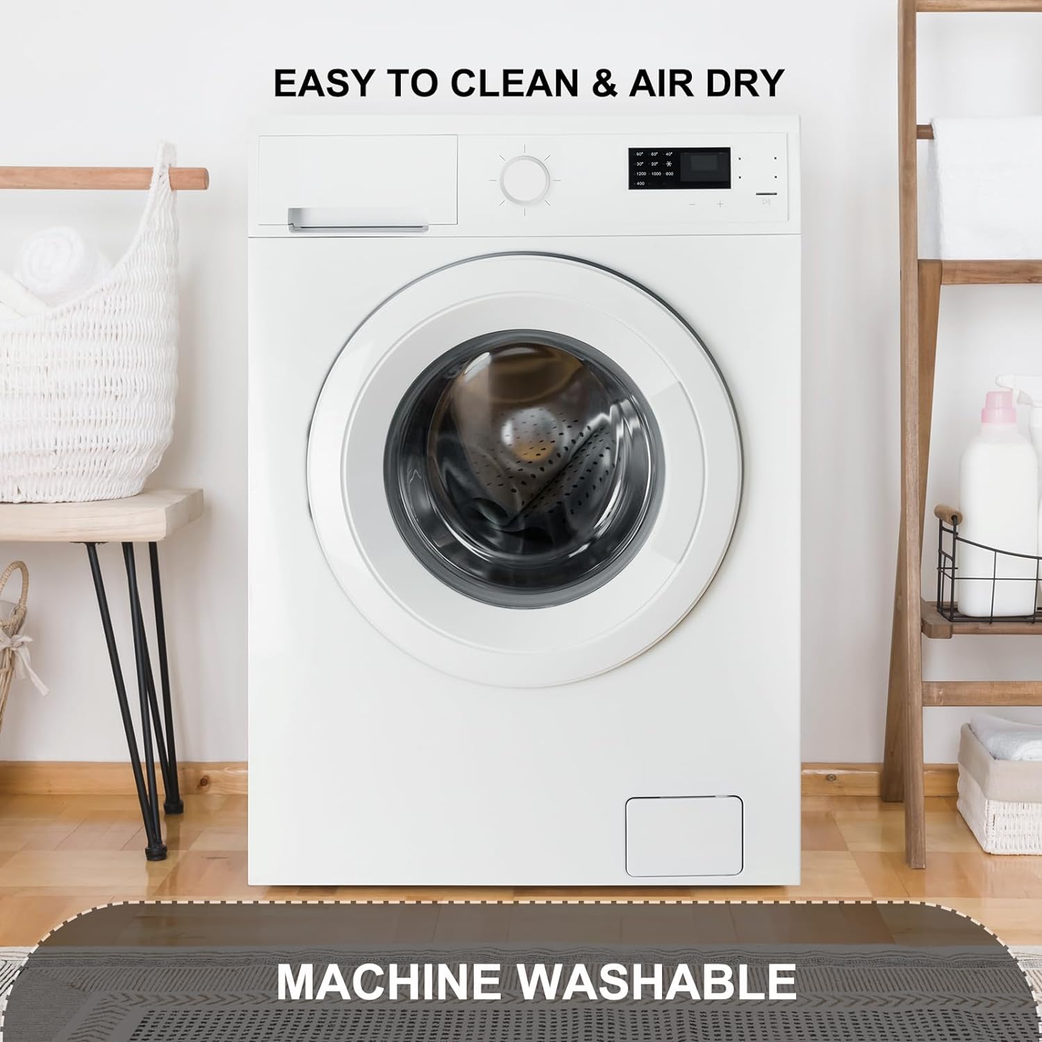 Bath Tub and Shower Mats, Non Slip 40 x 16 Inch Extra Large Bathtub Mat, Machine Washable Bathmat with Drain Holes, Suction Cups for Bathroom Floor, Gray - Image 6