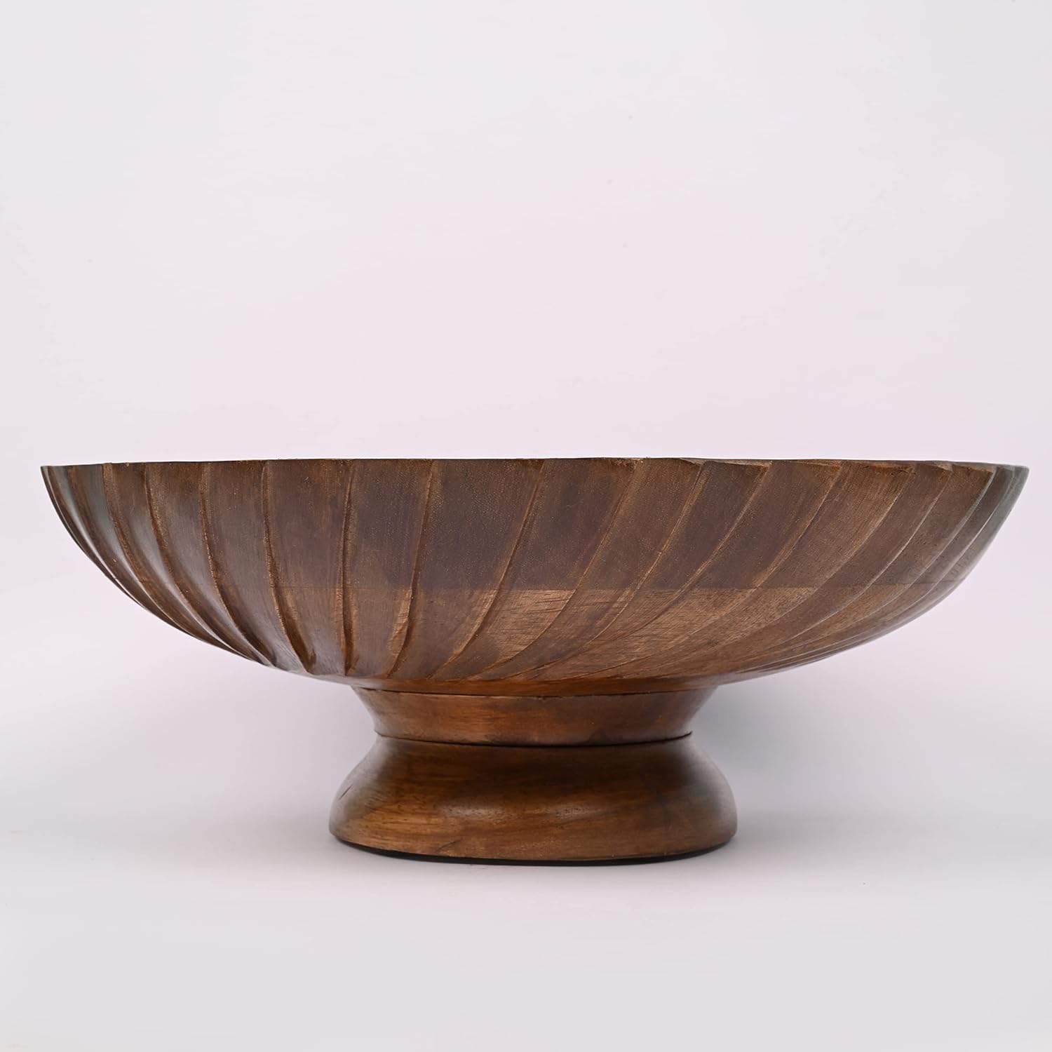 EDHAS Mango Wood Decorative Wooden Bowl Hand Carved Home Decor for Dining Table Center, Living Room, Kitchen Décor (12" x 12' x 4.75") - Image 4