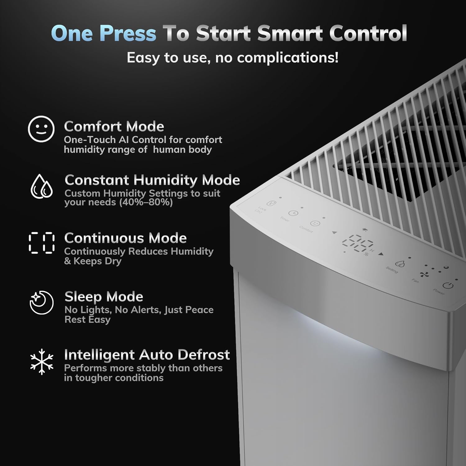 4500 Sq.Ft Energy Star Version 6.0 Dehumidifier,AEOCKY Max 74 Pint/D Smart Compressor Dehumidifier with Drain Hose, Intelligent Humidistat,for Basement,Bedroom,Home,Bathroom - Image 8