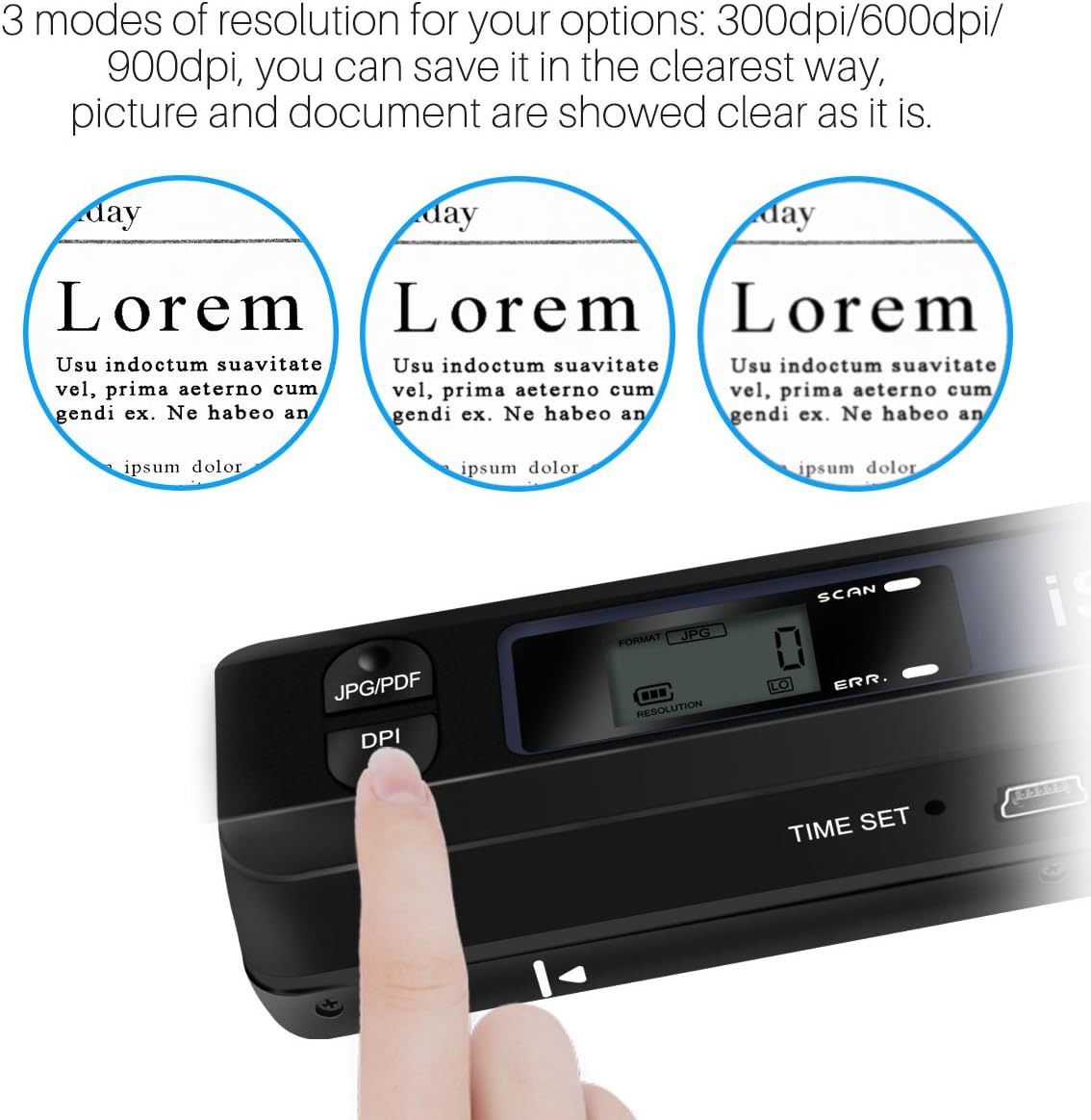 Portable Document Scanner, AOZBZ 900DPI Handheld Image Scanner, Scanning Wand,A4 Colour Photo Mobile Scanner Handy Scan (JPG/PDF Format, High Speed USB 2.0, Included 16G SD Card) - Image 5