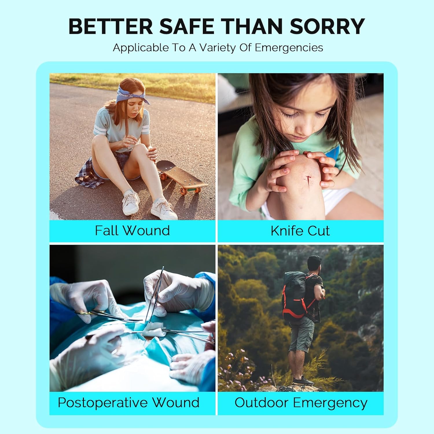 Emergency Wound Closure Strips Zip Stitch Sutures Kit, 2 Pcs Zipstitch Butterfly Bandages Laceration Closure Kit, Quick Clot Wound Closure Device for Wound Care - Image 3