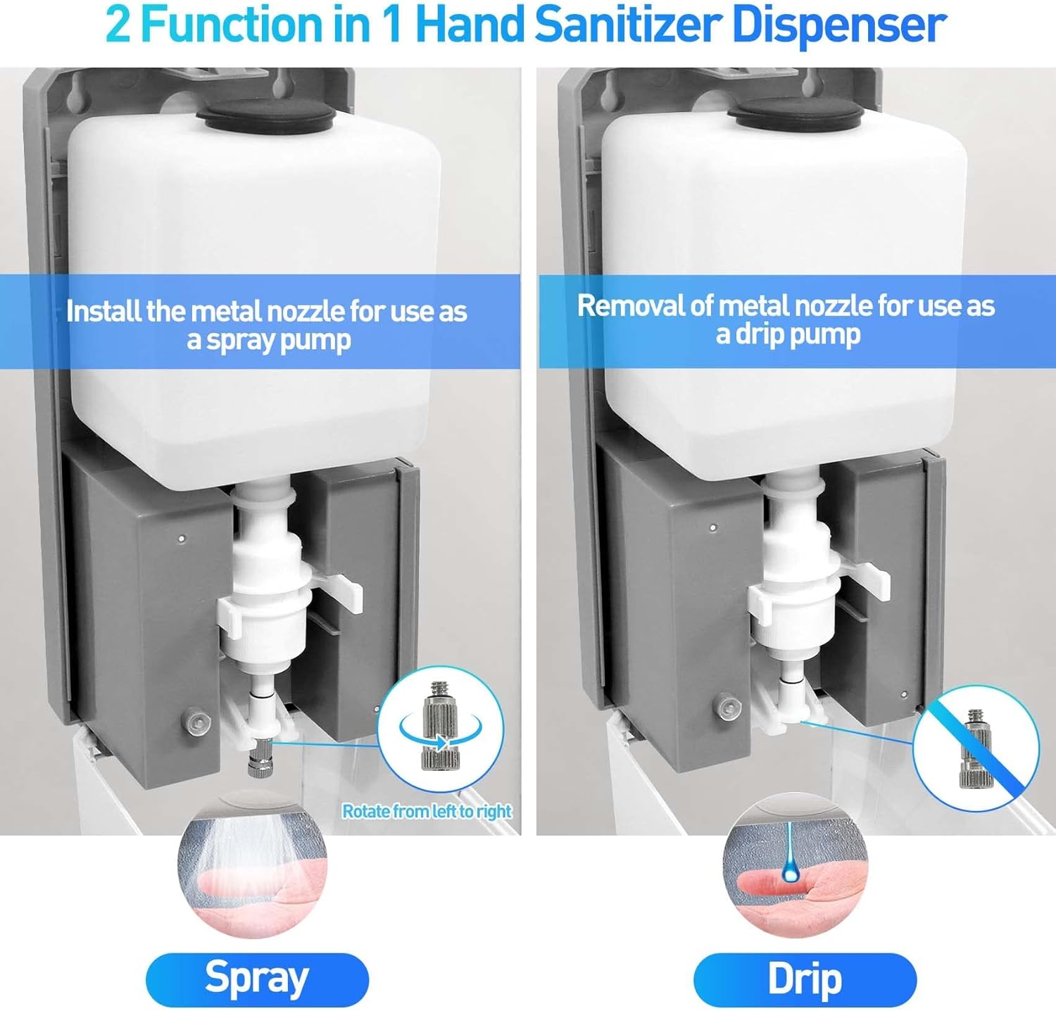 Automatic Hand Sanitizer Dispenser, Jewaytec 1000ML Wall Mounted Stainless Soap Dispenser Touchless Auto Liquid Dispenser for Office, Home, Restaurant - Image 3