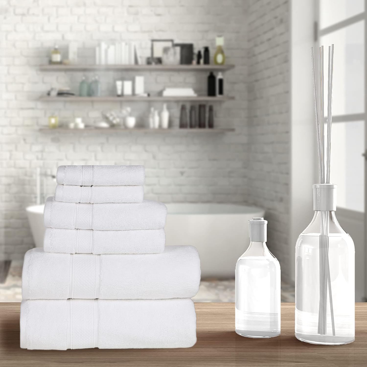 NOVA Luxury Linen - Hotel Quality Turkish Towel Set for Bathroom (6 Pcs Towel Set, Pure White) - Image 5