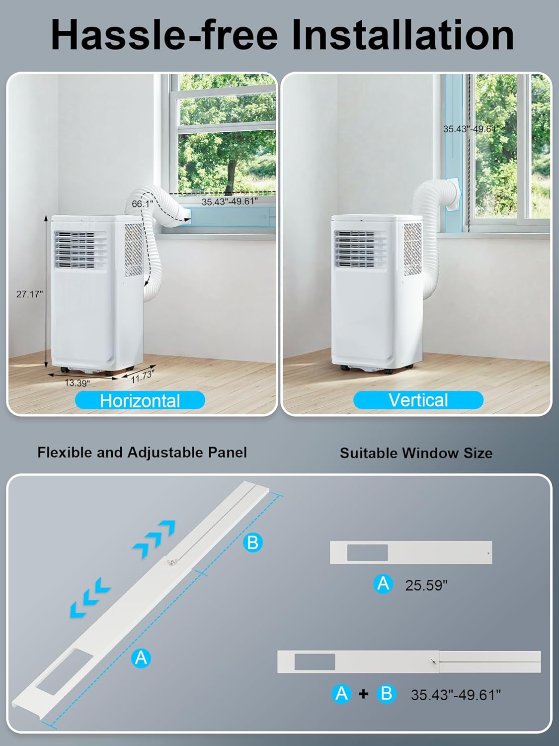 MEPTY Portable Air Conditioners, 10000 BTU Portable AC Unit with Dehumidifier, Sleep Mode, 24H Timer, Cools Room up to 450 sq.ft, Room Air Conditioners with Self-evaporation System for Bedroom - Image 8