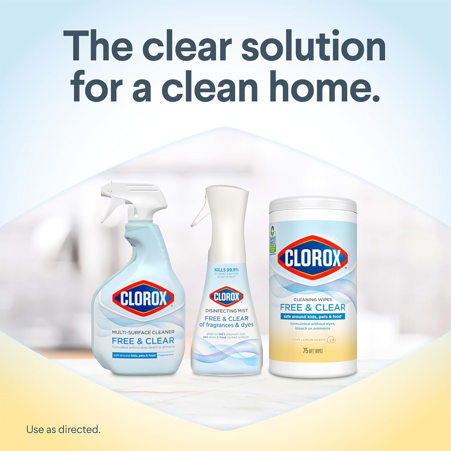 Clorox Free & Clear Cleaning Wipes, Light Lemon Scent, 75 Count, Pack of 3 (Pack May Vary) - Image 7