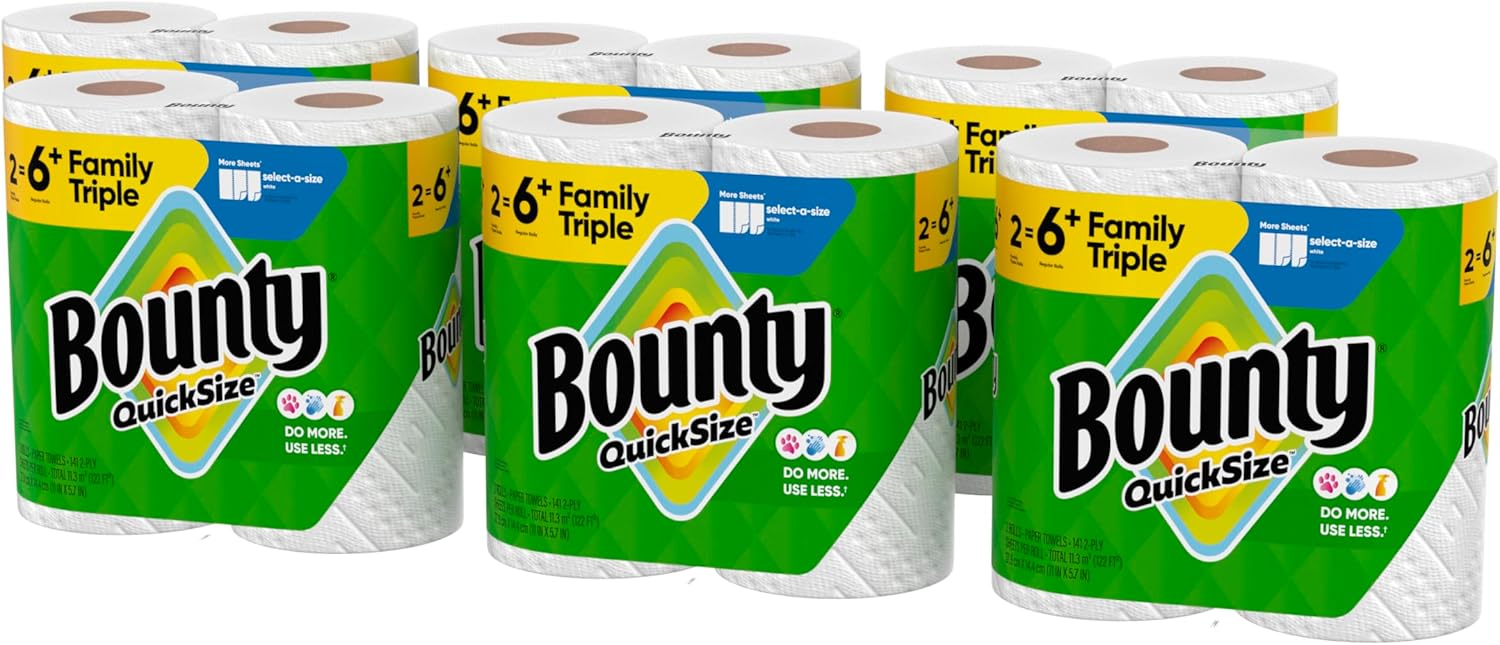 Bounty Quick-Size Paper Towels, White, 12 Family Triple = 40 Regular Rolls - Image 11