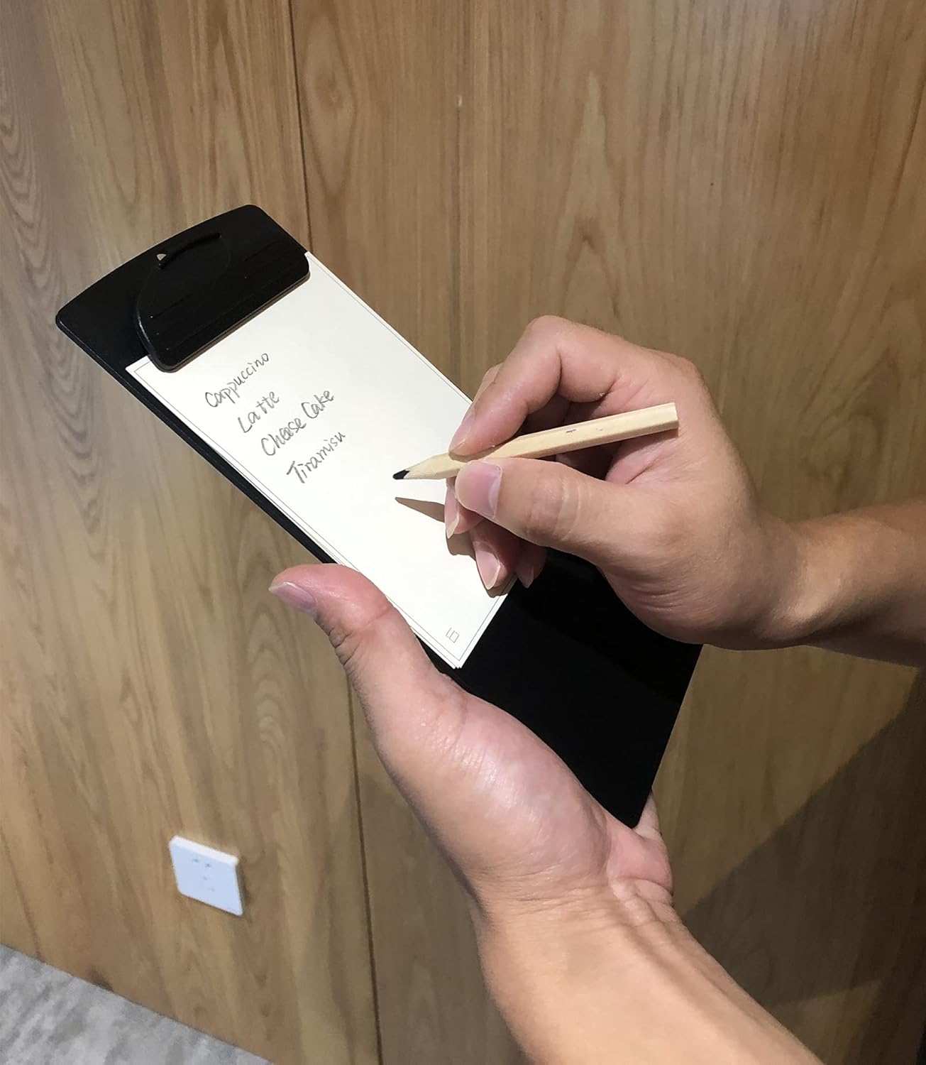 Plastic Clipboard, for Memo Menu Credit Card Receipt, 4x9in, Black (12-Pack) - Image 3