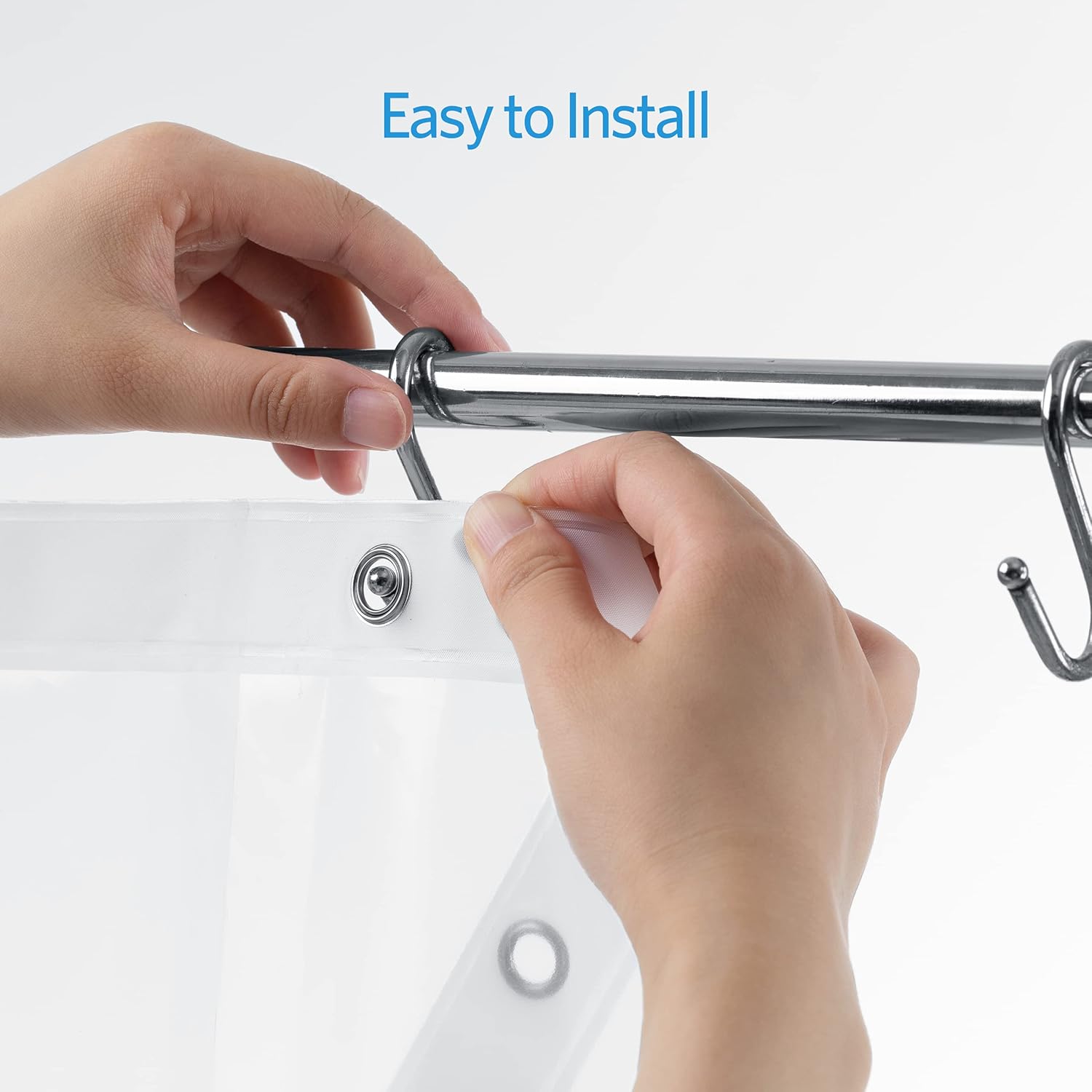 EHZNZIE Clear Shower Curtain Liner Light Weight PEVA, Shower Liner 72x72 Inches, Waterproof, No Chemical Smell with 12 Rust Proof Metal Grommets Holes for Bathroom Shower Curtain - Image 5