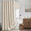 MIULEE Beige Scalloped Shower Curta...