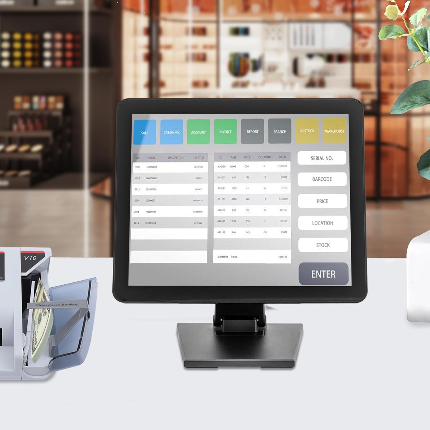 Cash Register Displays 17Inch Touch Screen LCD Display Monitor Cash Register, Adjustable Touch Screen PC POS Systems for Win7 8 10 Android Raspberry Pi Linux - Image 8