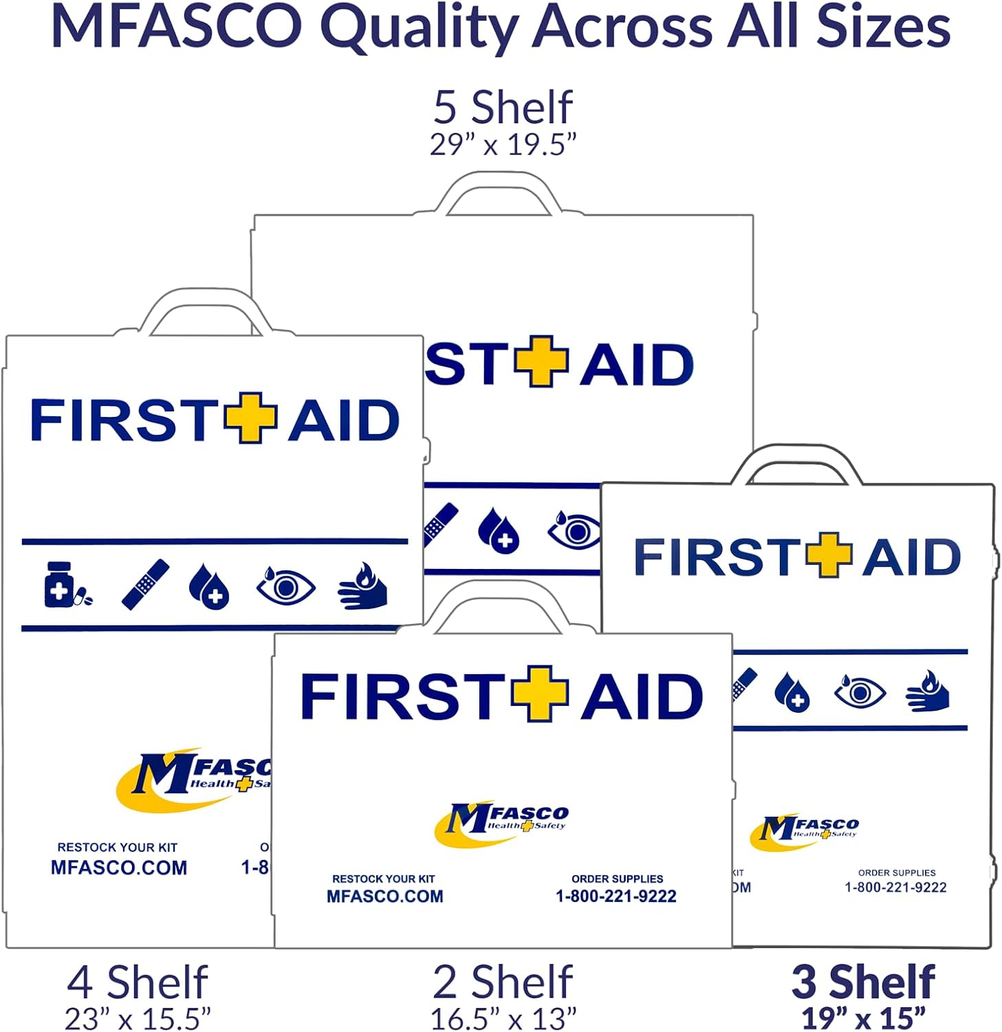 MFASCO OSHA/ANSI 2021 Class B Compliant First Aid Cabinet - Large 3-Shelf Wall Mount Kit for Office, Commercial Businesses - Complete Metal First Aid Box with Supplies - No Medications - Image 9