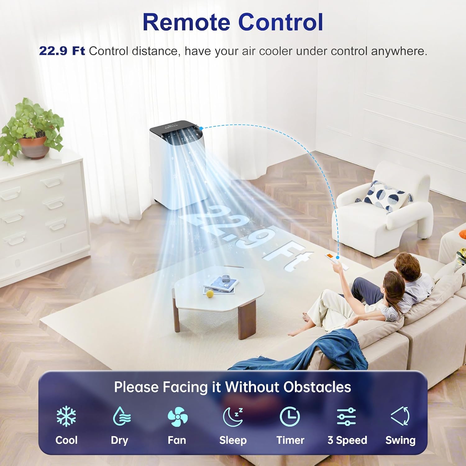 Inverter 16000BTU Portable Air Conditioners with Remote, Free Stand Cooling Portable AC Unit for Room up to 800 sq.ft, with Dehumidifier & Fan, Dual Hose, Quiet Sleep Mode(45dB), Windows Kit - Image 7