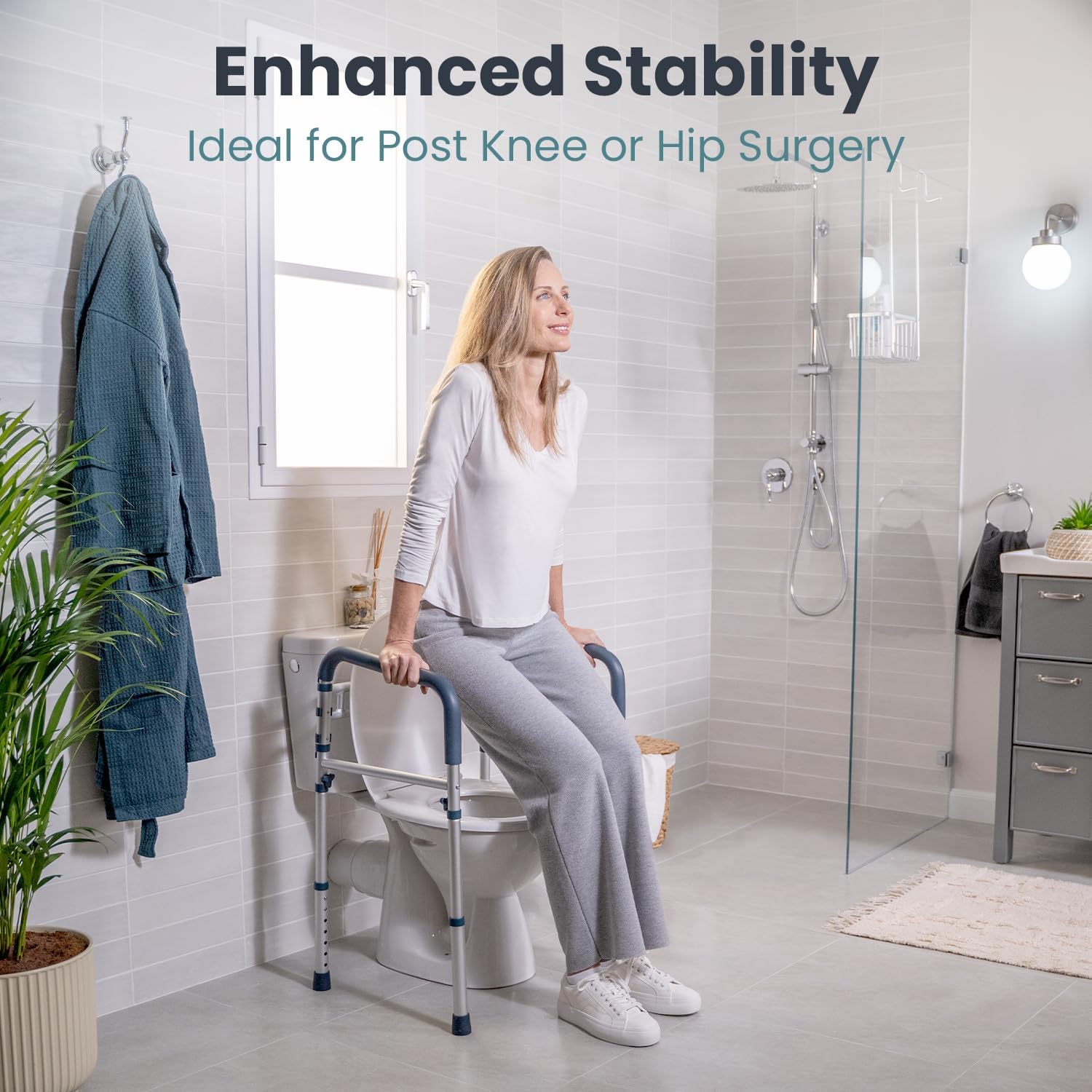PELEGON Toilet Safety Rails (350 lb) - Adjustable Toilet Safety Frame & Rails, Toilet Safety Rail for Elderly Adults, Toilet Handles for Seniors, Toilet Bars for Elderly & Handicap - Image 3