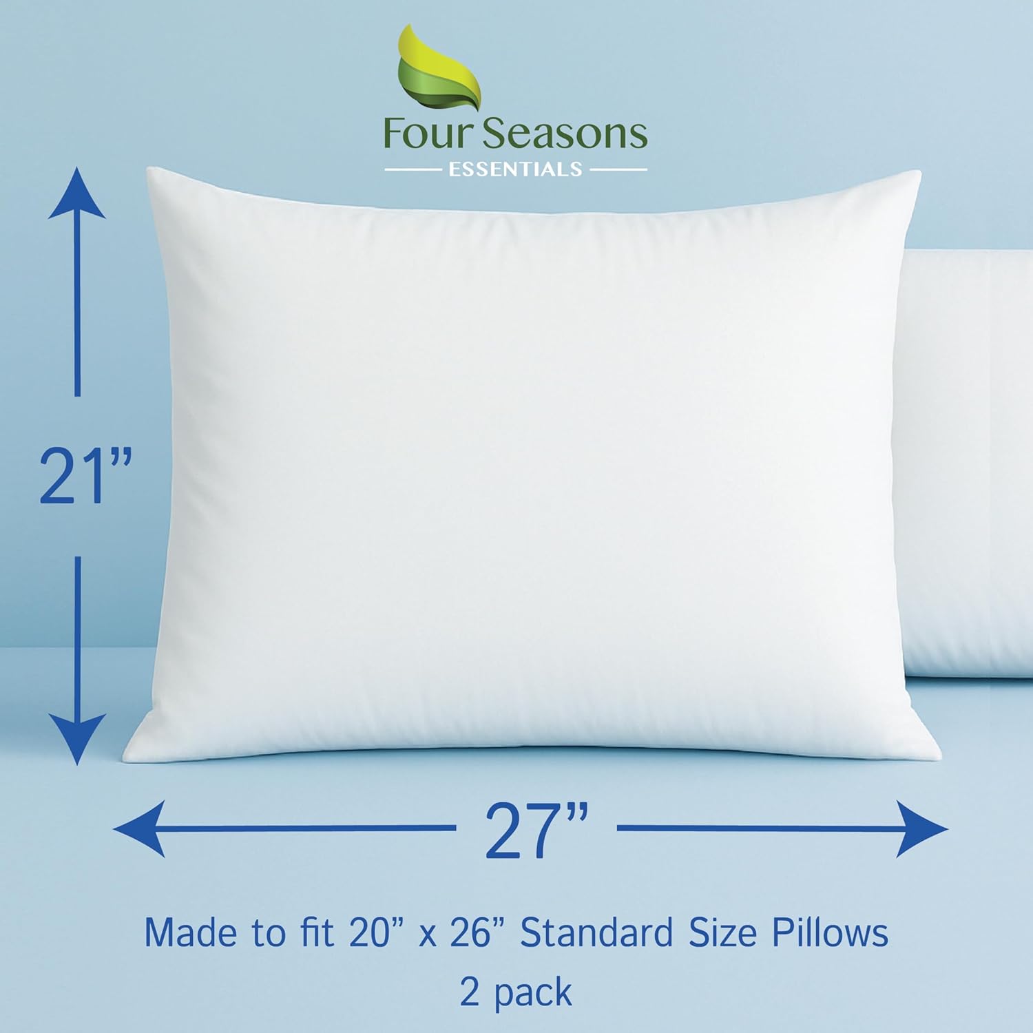 Standard Pillow Protectors (Set of 2) – Zippered Waterproof Pillow Covers Hypoallergenic Dust and Allergen Proof Pillowcase Encasement - Image 2