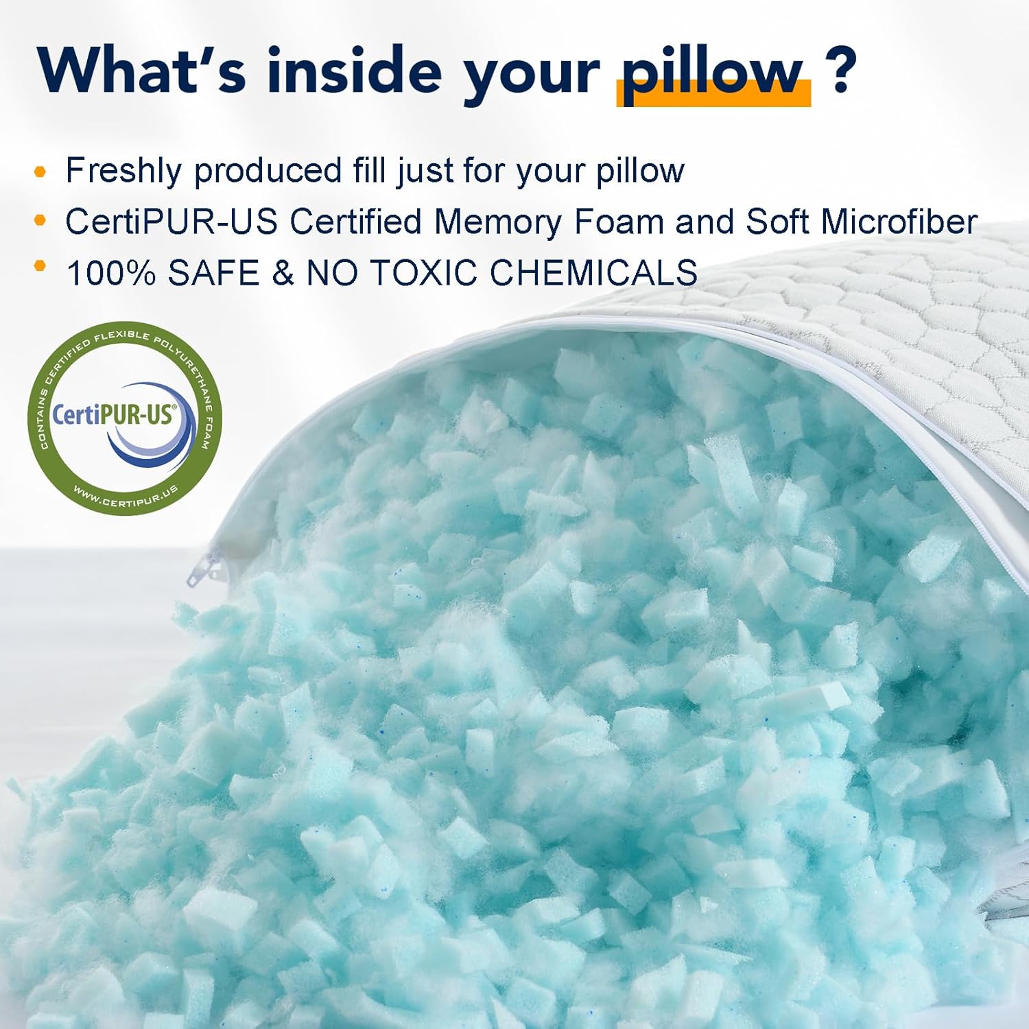 QUTOOL Cooling Pillow for Sleeping 2 Pack, Luxury Shredded Memory Foam Bed Queen Pillows Set of 2, Cool Pillow for Hot Sleepers Adjustable Firm Pillow for Side, Back, Stomach Sleepers Soft Yet Support - Image 8
