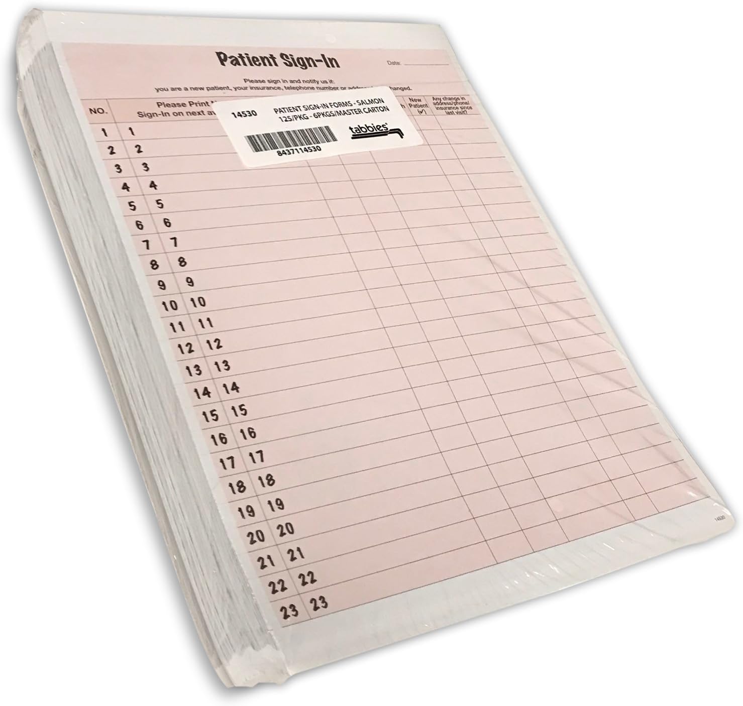 Tabbies Patient Sign-In Label Forms, 8-1/2" x 11" Form, Salmon, 23 Labels/Sheet, 125 Sheets/Pack (TAB14530) - Image 5