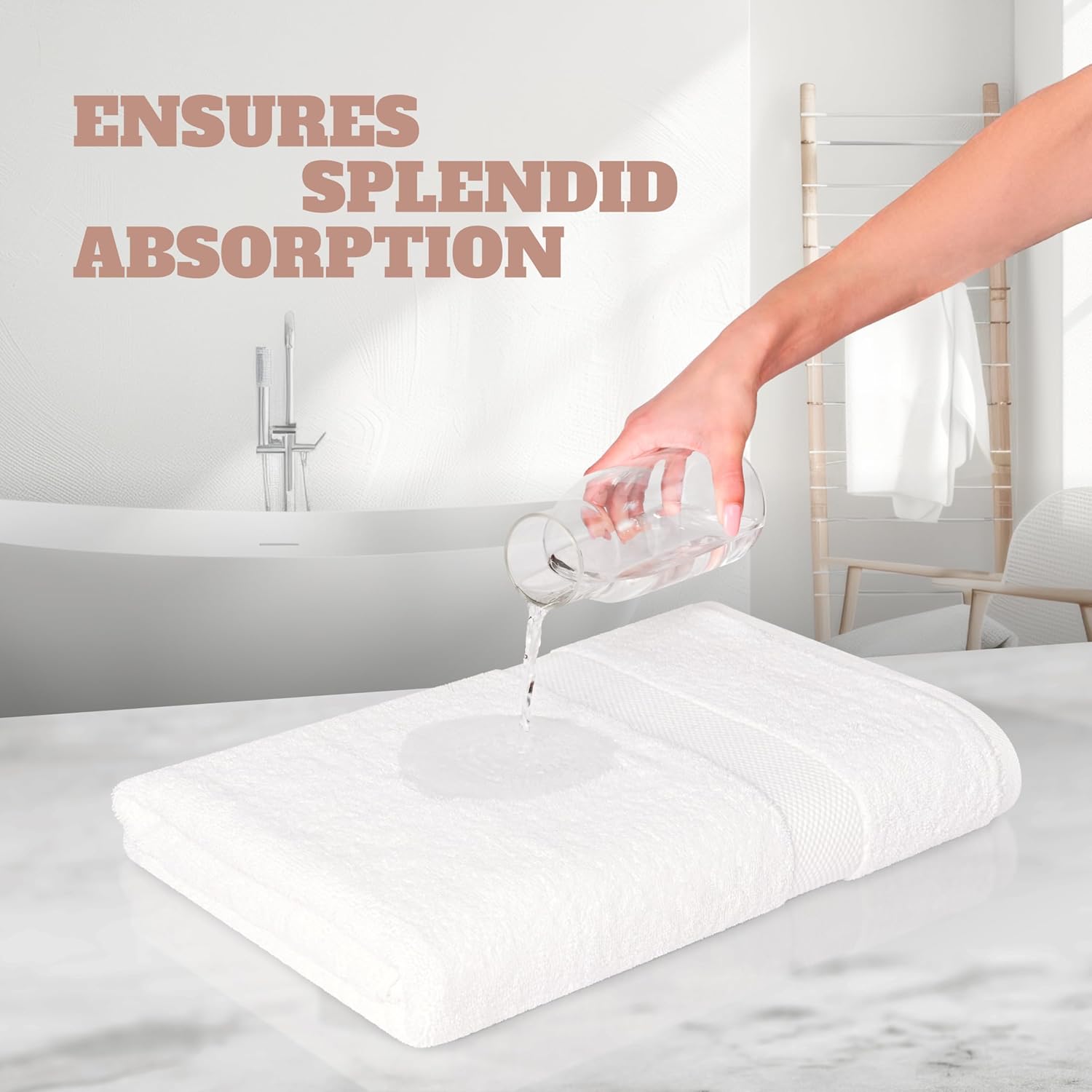 Wealuxe White Bath Towels 24x50 Inch, 6 Pack - Extra Absorbent Cotton Towel Set for Bathroom - Image 5