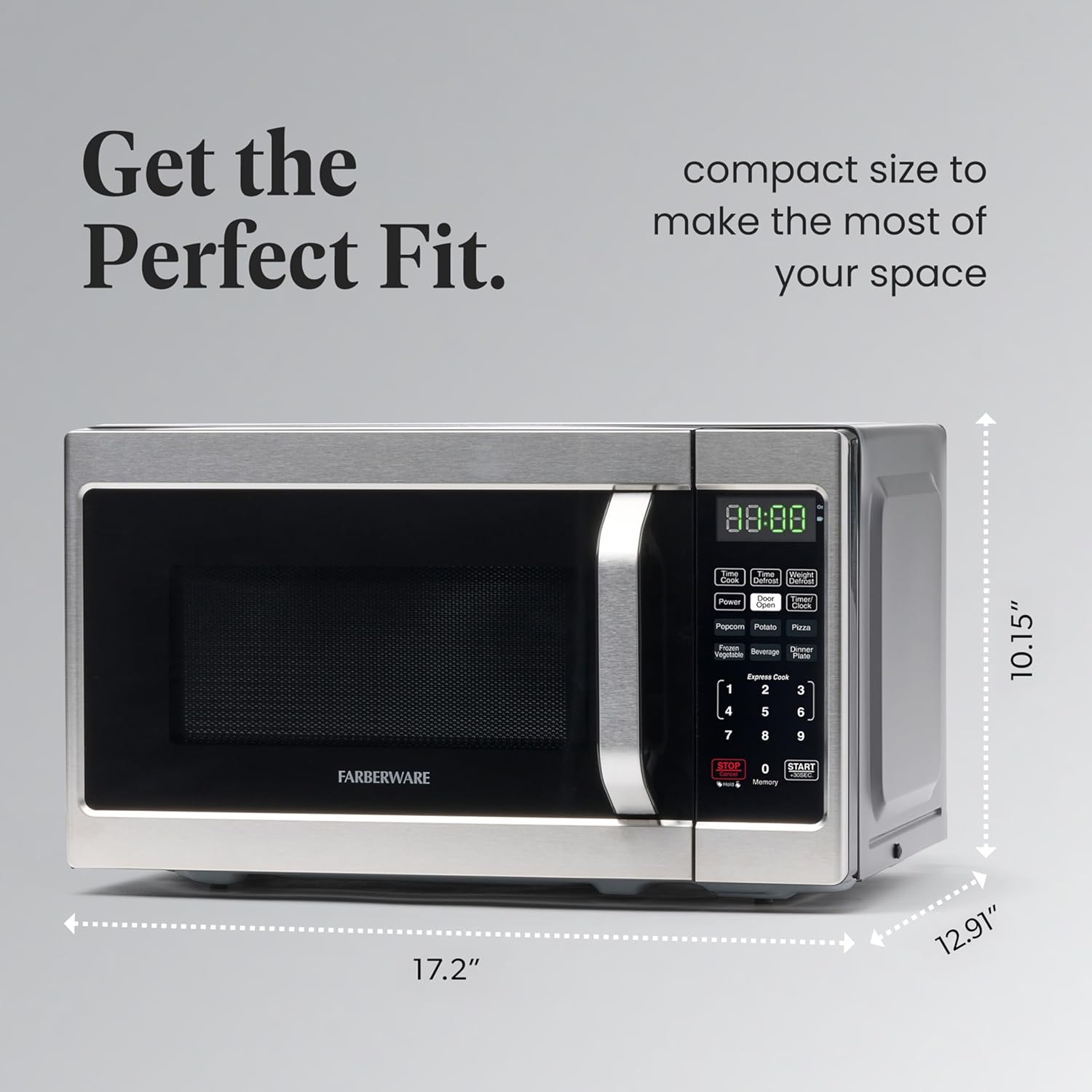 Farberware 0.7 Cu. Ft. Countertop Microwave Oven – 700 Watts Power, Auto Cook Settings, Defrost, Easy Clean and Child Safety Lock - Stainless - Image 4