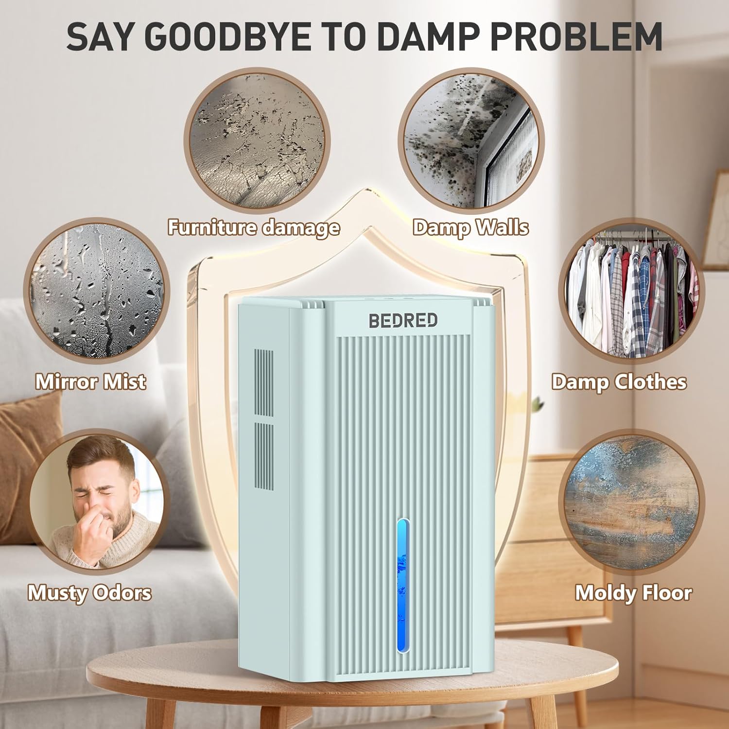 Dehumidifier, 95OZ Dehumidifier for Home 1000 Sq.Ft - Quiet with Auto Shut Off & Relaxing 7 Color Ambient Light,Ideal for Livingroom, Bedroom, Basement(Pale Turquoise) - Image 7