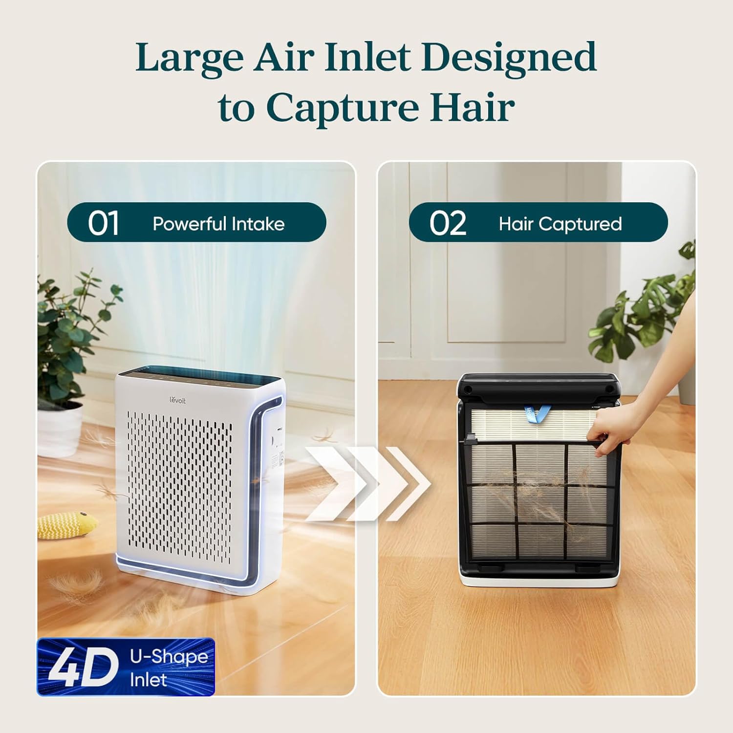 LEVOIT Air Purifier for Home Large Room Up to 1073Ft² with Air Quality Monitor, AHAM VERIFIDE, Smart WiFi, Washable Pre-Filter, HEPA Sleep Mode for Pets, Allergies, Dust, Pollen, Vital 100S-P, White - Image 4