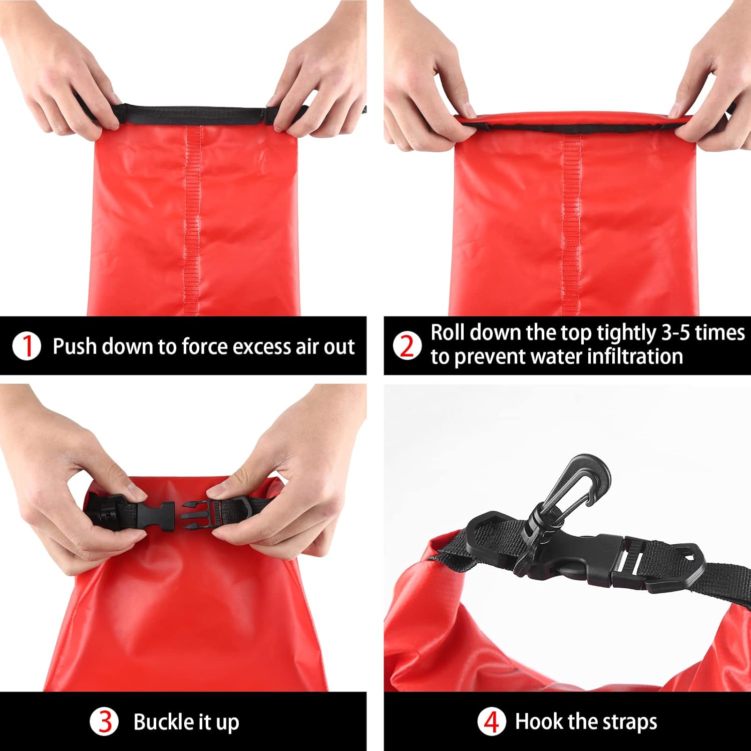 Emergency First Aid Kit for Boating & Marine Safety Waterproof Medical Supplies with Roll Top Design for Fishing, Kayaking Red - Image 7