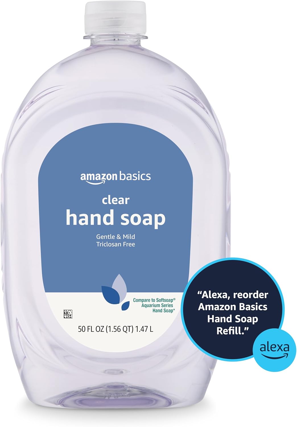 Amazon Basics Gentle & Mild Clear Liquid Hand Soap Refill, Triclosan-Free, 50 Fl Oz (Pack of 2) (Previously Solimo) - Image 6