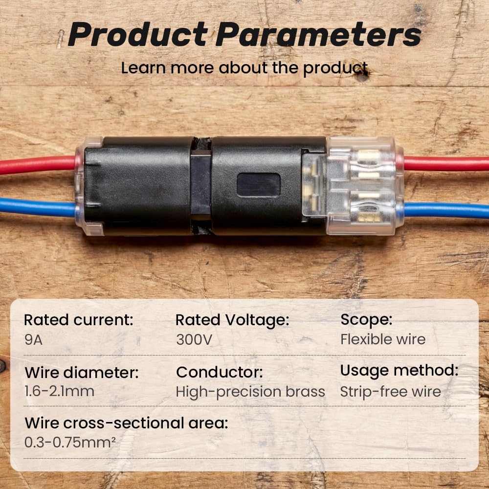Double Wire Plug in Connector with Locking Buckle, Flame Retardant Locking Wire Quick Connectors, Suitable for Emergency Repairs, Home and Automotive Wiring, Easy to Use (20PCS) - Image 8