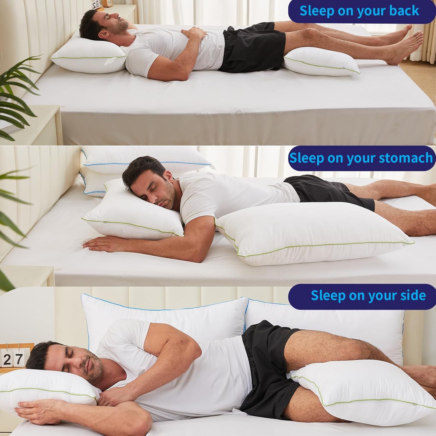 Bed Pillows King Size Set of 2,for Sleeping, Adjustable King Pillows 2 Pack with Zipper, Cooling Hotel Quality with Premium Soft Down Alternative Fill - Image 4