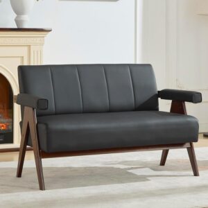 STHOUYN 50″ Black Leather Sof...