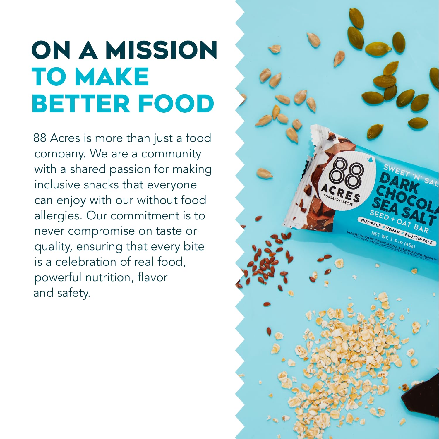 88 Acres Granola Bars, Dark Chocolate Sea Salt, 12 Count, School Safe, Allergen Free Seed & Oat Snack Bar, Gluten & Nut Free, Vegan, Non-GMO & Kosher, Individually Wrapped - Image 4