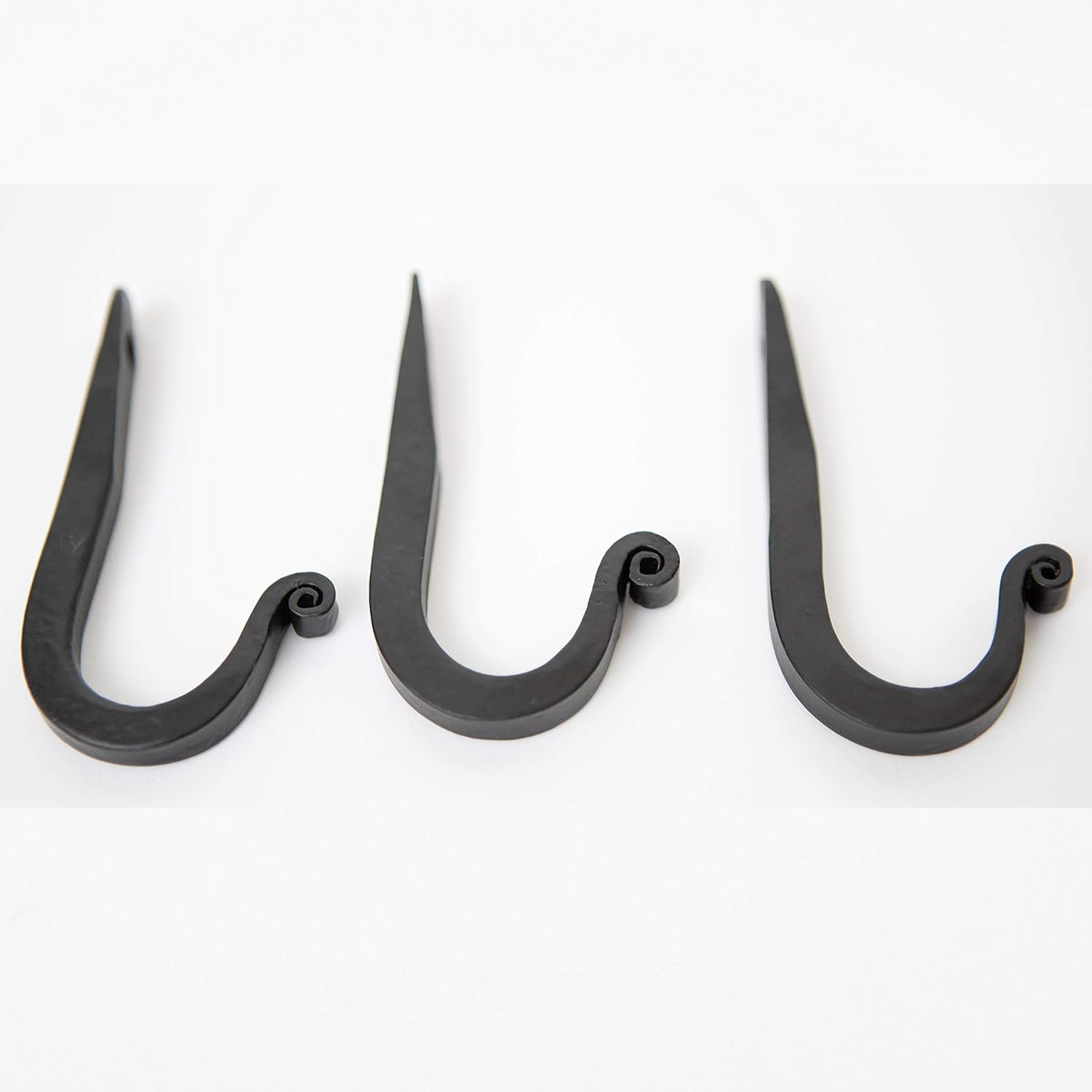 Decorative Wrought Iron Hooks for Wall - Heavy Duty Black Hooks for Hanging Coats, Bags, Hats and Towels, Rusic Wall Hangers - 3.75 x 0.5 x 2 Inch (Black, 3 Units) - Image 8