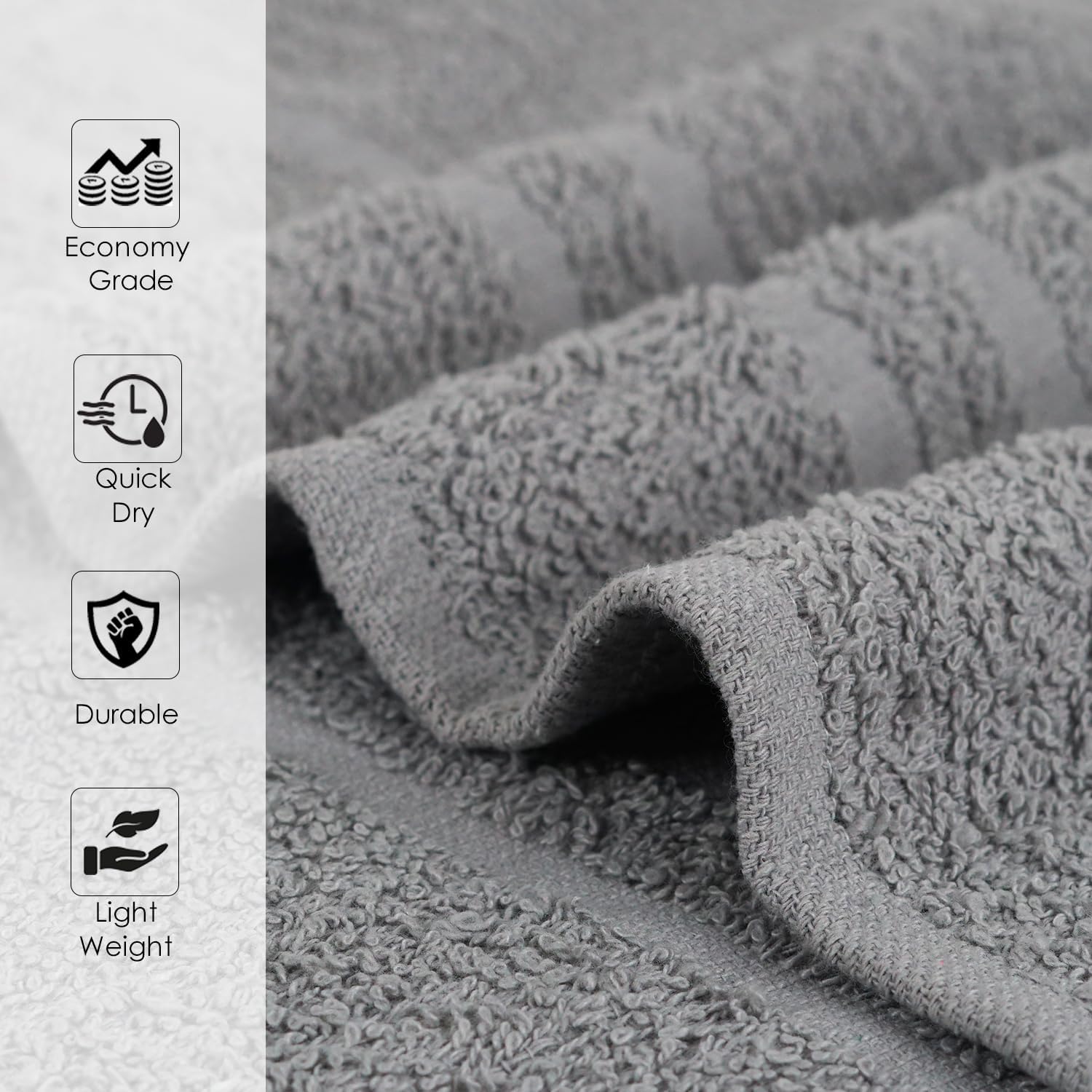 Hand Towels (Pack of 24) Grey Economy Salon Towels - 100% Cotton Spa Towel – 16 x 27 Inches Highly Absorbable, Facial, Gym, Hair Towels Face Towels Bulk - Image 6