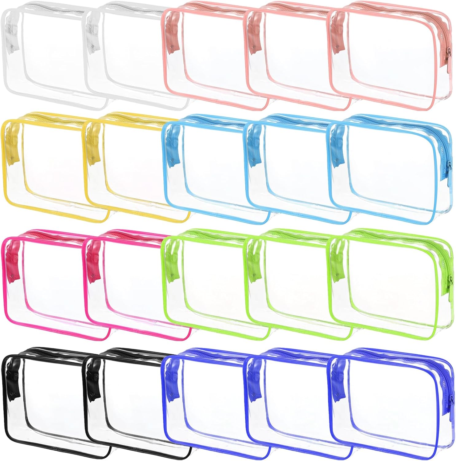 20 Packs Clear Cosmetics Bags for Women Men Waterproof Toiletry Bags PVC Makeup Bags Organizer Case with Zipper for Travel Bathroom (20PCS -8Colors)