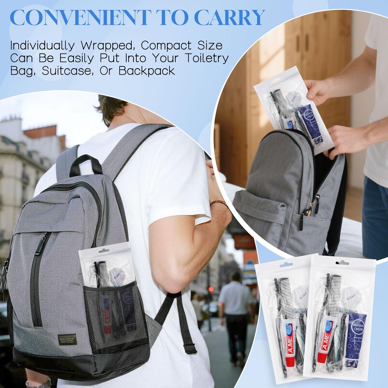 Disposable Toiletry Kits, 6 In 1 Bulk Travel Size Hygiene Care Packages,Essential Men Women Individually Wrapped Personal Toiletries Set for Hotel, Charity/Guests/Shelter/Homeless (20 Pack) - Image 8