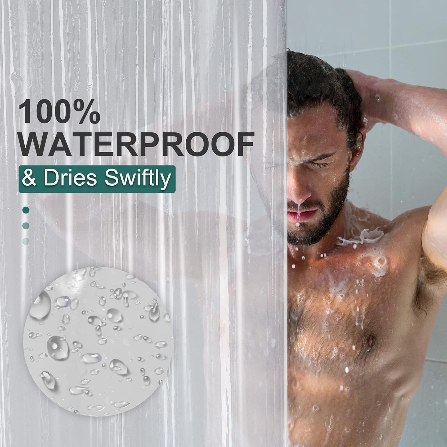 AmazerBath Plastic Shower Curtain Clear Premium PEVA, Clear Shower Curtain Heavy Duty 8G, Weighted Shower Curtains for Bathroom Accessories with 3 Big Stones and 12 Rustproof Grommets, 72x72 Inches - Image 4