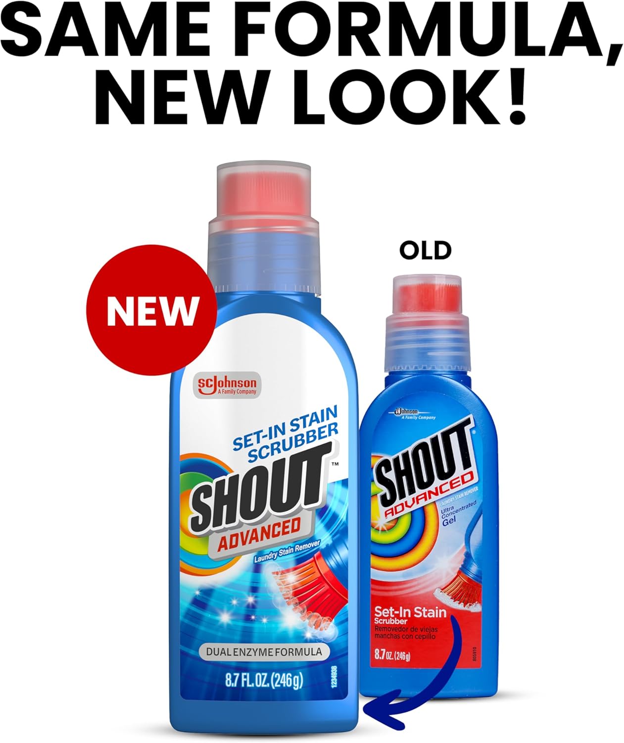 Shout Advanced Stain Remover Gel for Clothes Laundry, Ultra Concentrated Gel with Built-in Scrubber Brush for Deep Set-In stains, 8.7oz - Image 2