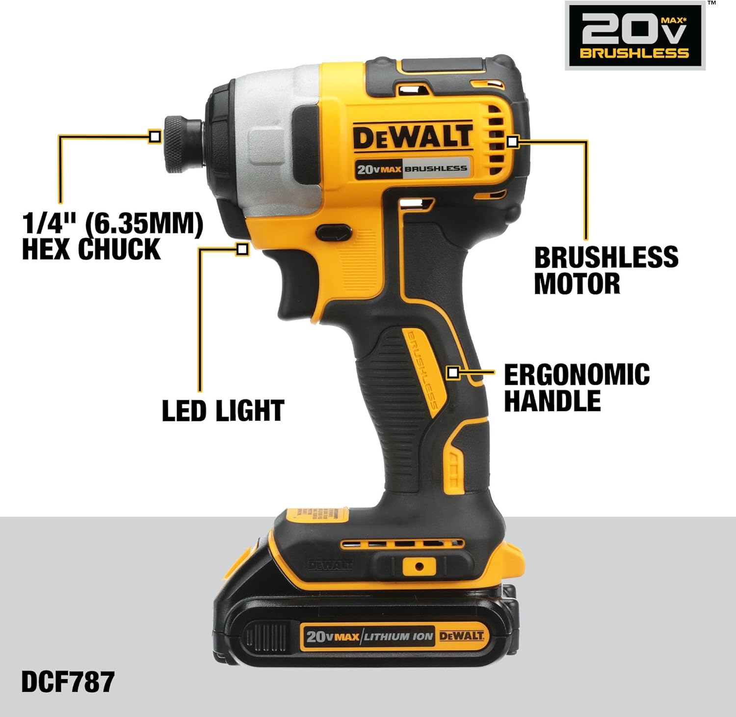 DEWALT 20V MAX Cordless Drill and Impact Driver, Power Drill Brushless 2-Tool Power Tool Combo Kit, Includes 2 Batteries, Charger and Bag (DCK277D2) - Image 5