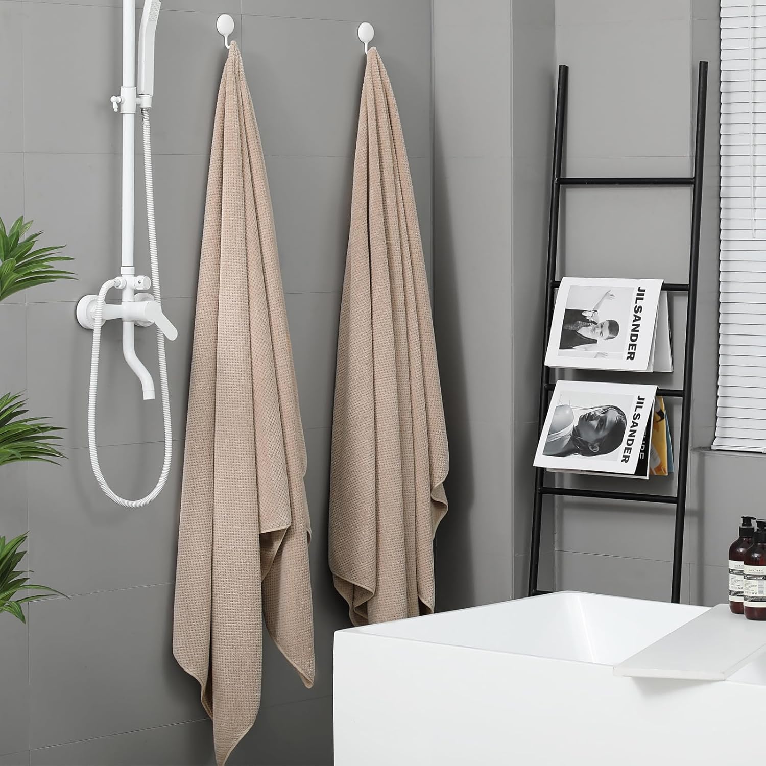 YTYC Towels, 39x78 Inch Oversized Bath Sheets for Adults Luxury Extra Large Bath Towels Sets of 6 Super Soft Shower Towels for Bathroom Microfiber 80% Polyester (Beige,6 Piece) - Image 3
