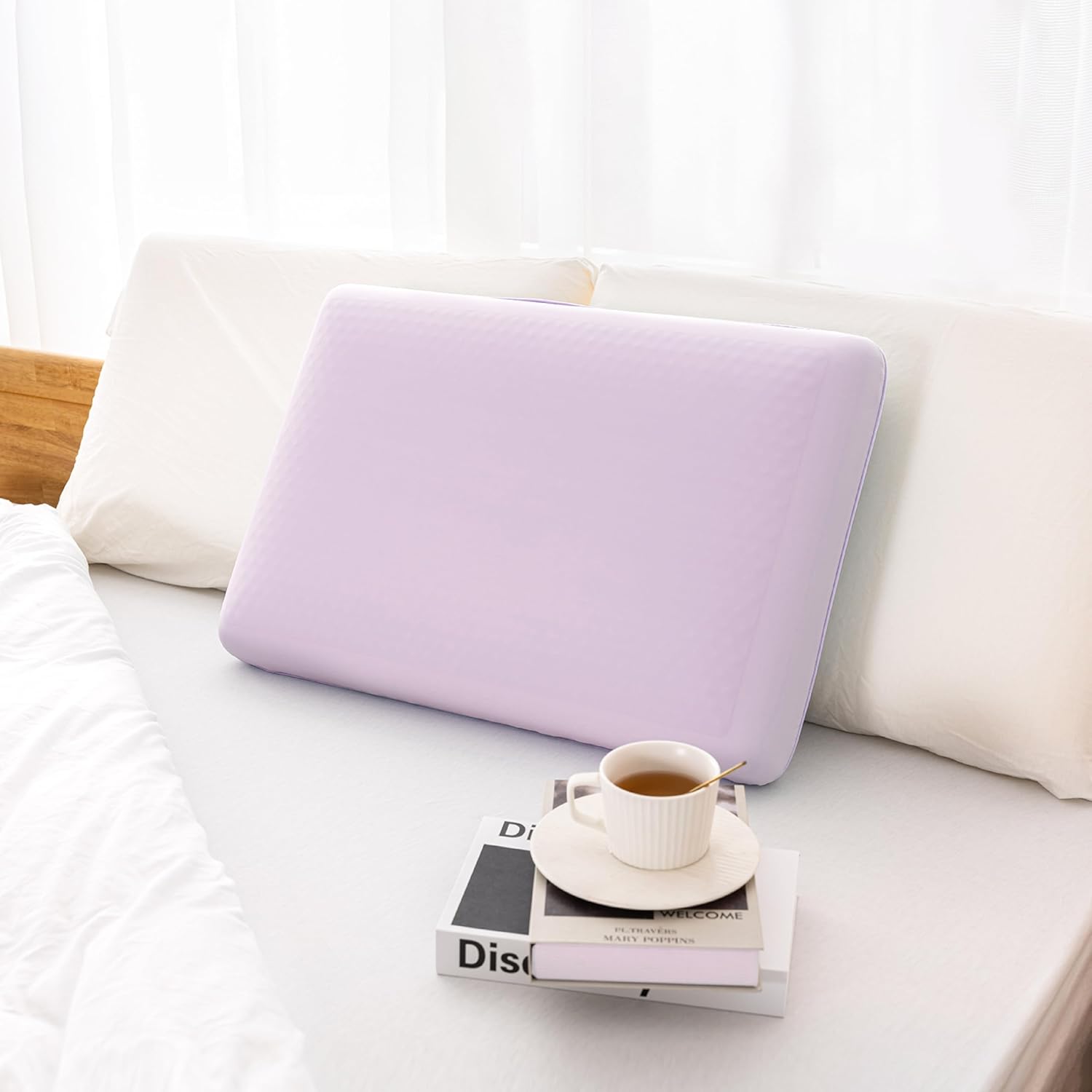 EGOHOME Cooling Gel Memory Foam Pillow - Reversible Cooling Cover, Neck Support for Side, Back and Stomach Sleepers, Removable & Machine Washable, All-Season Comfort, Standard Size, Purple - Image 7