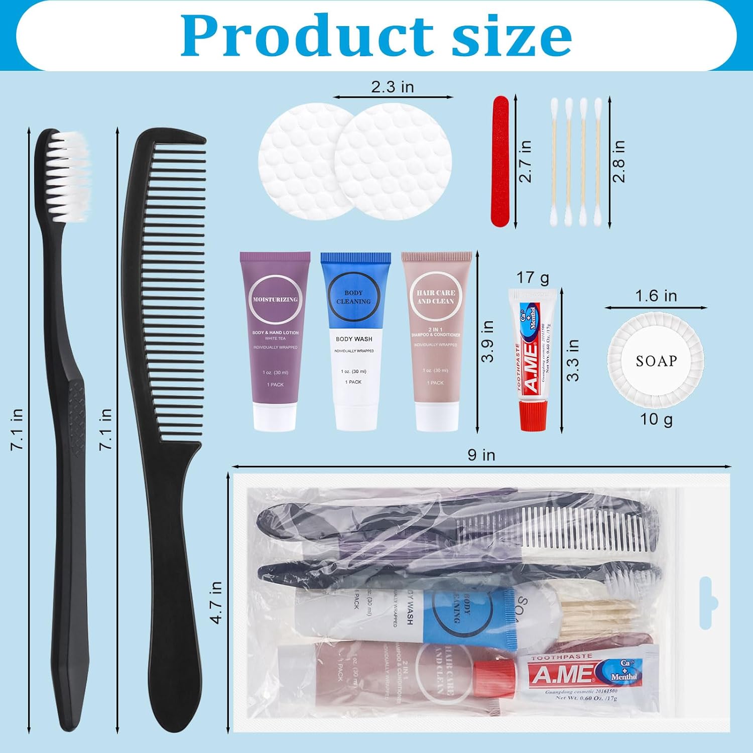 Toiletries Kits Bulk Disposable Travel Supplies, Personal Hygiene Care Essentials Men Women Trial Size Toiletry Sets Amenities for Hotel/Camping/ Charity/Homeless/Shelter/Relief 7 in 1 (20 Pack) - Image 2