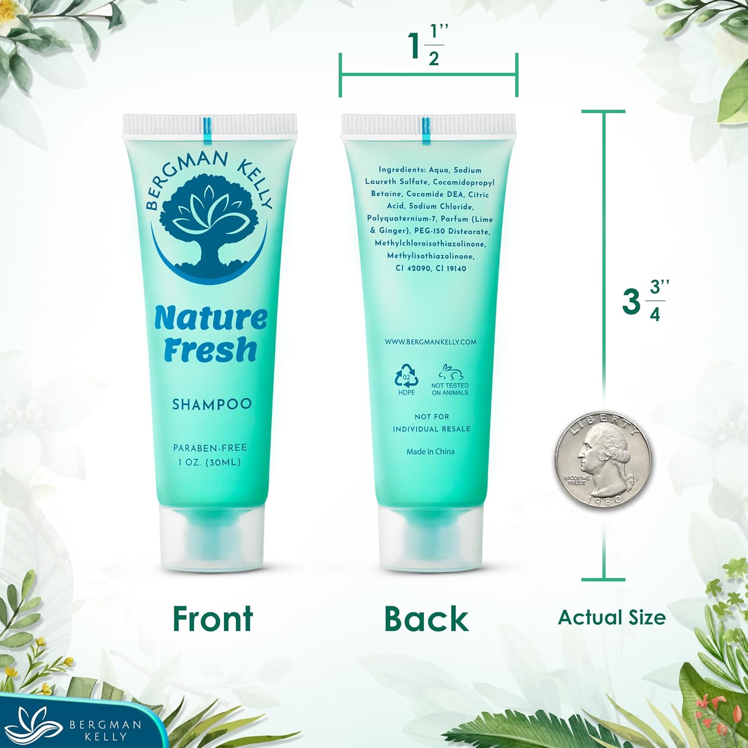 BERGMAN KELLY Hotel Toiletries Bundle (Nature Fresh, 1 oz each, 200 Pieces) 4-Piece Set: 50 Rectangular Bar Soap, 50 Shampoo, 50 Conditioner & 50 Body Lotion - Bulk Mini Guest Amenities - Image 4